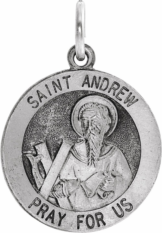Sterling Silver 18 mm Round St. Andrew Medal  