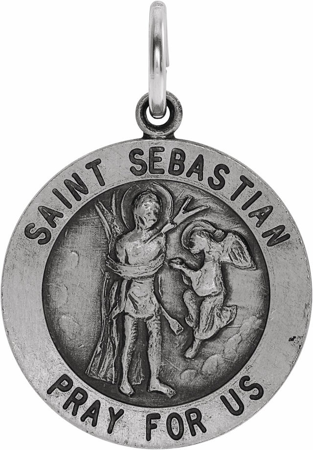 Sterling Silver 18 mm Round St. Sebastian Medal