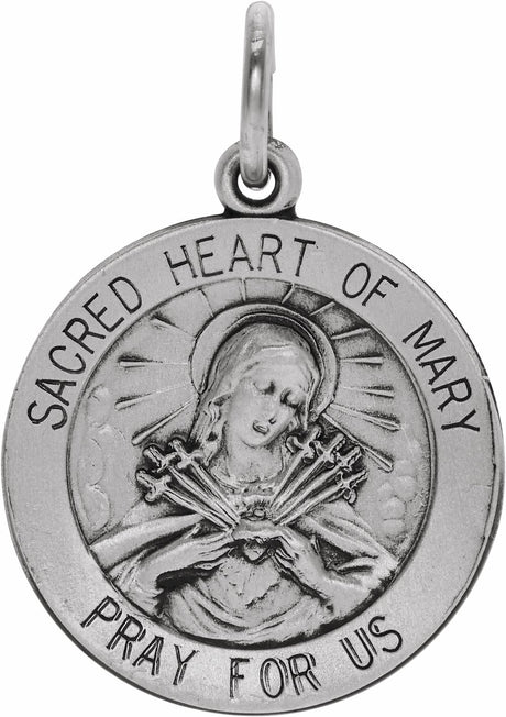 Sterling Silver 18 mm Sacred Heart of Mary Medal