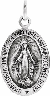 Sterling Silver 15x11 mm Oval Miraculous Medal 