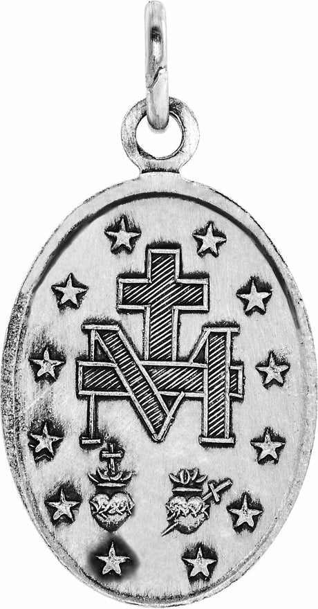 Sterling Silver 15x11 mm Oval Miraculous Medal 
