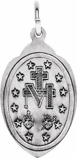 Sterling Silver 29x15 mm Oval Miraculous Medal Pendant