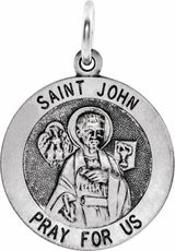 Sterling Silver 18 mm Round St. John the Evangelist Medal 