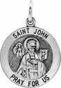 Sterling Silver 18 mm Round St. John the Evangelist Medal 
