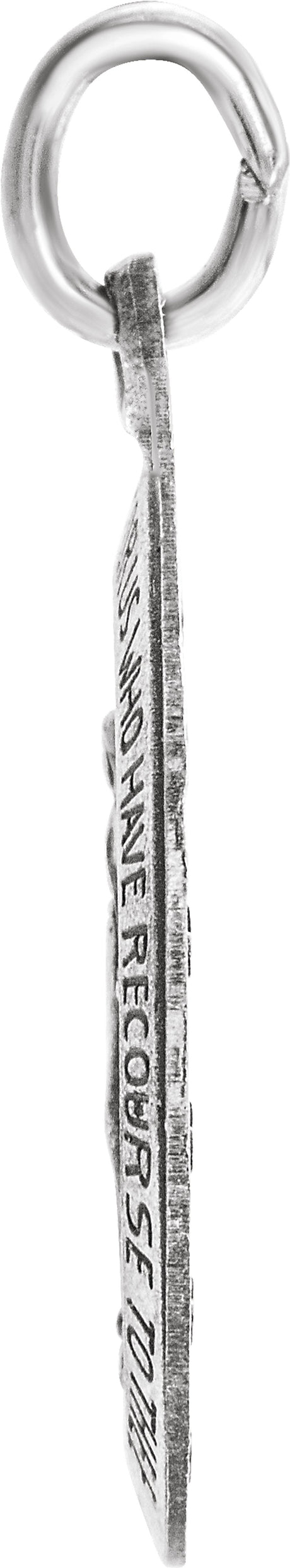 14K White 12x8 mm Oval Miraculous Medal