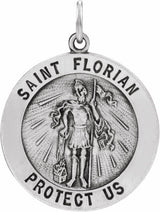 Sterling Silver 22 mm Round St. Florian Medal