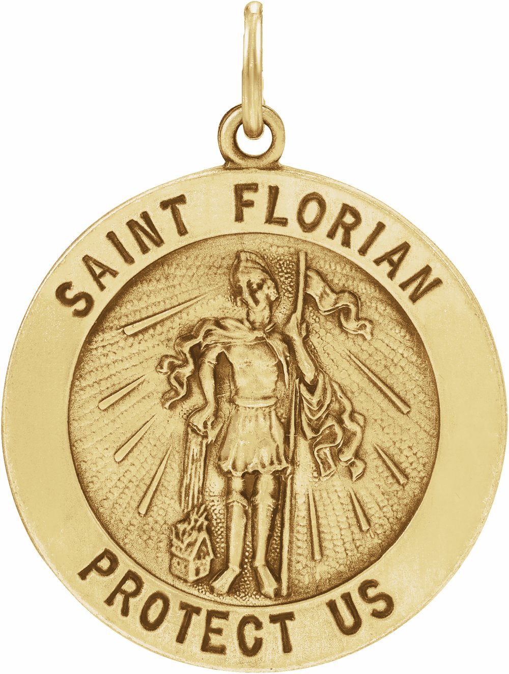 14K Yellow 12 mm Round St. Florian Medal