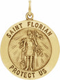 14K Yellow 12 mm Round St. Florian Medal