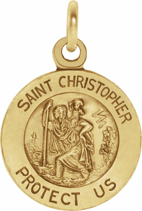 14K Yellow Gold 12 mm St. Christopher Medal