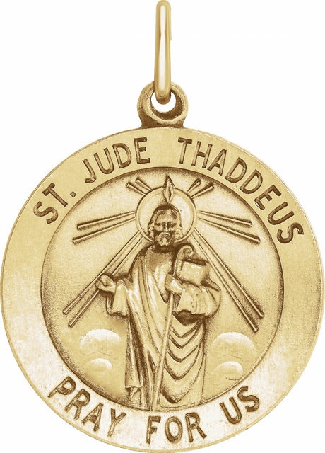14K Yellow 22 mm Round St. Jude Thaddeus Medal