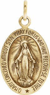 14K Yellow Gold 15x11 mm Oval Miraculous Medal