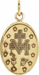 14K Yellow Gold 15x11 mm Oval Miraculous Medal