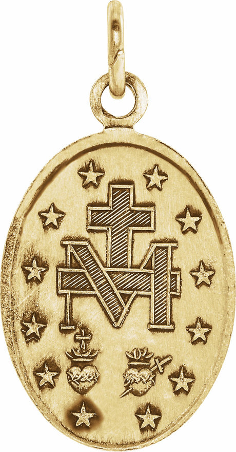 14K Yellow Gold 12x8 mm Oval Miraculous Medal