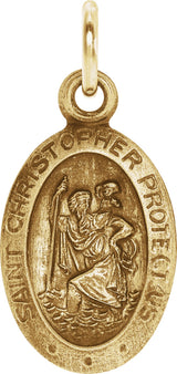 14K Yellow Gold 12x9 mm Oval St. Christopher Medal