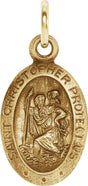 14K Yellow Gold 12x9 mm Oval St. Christopher Medal