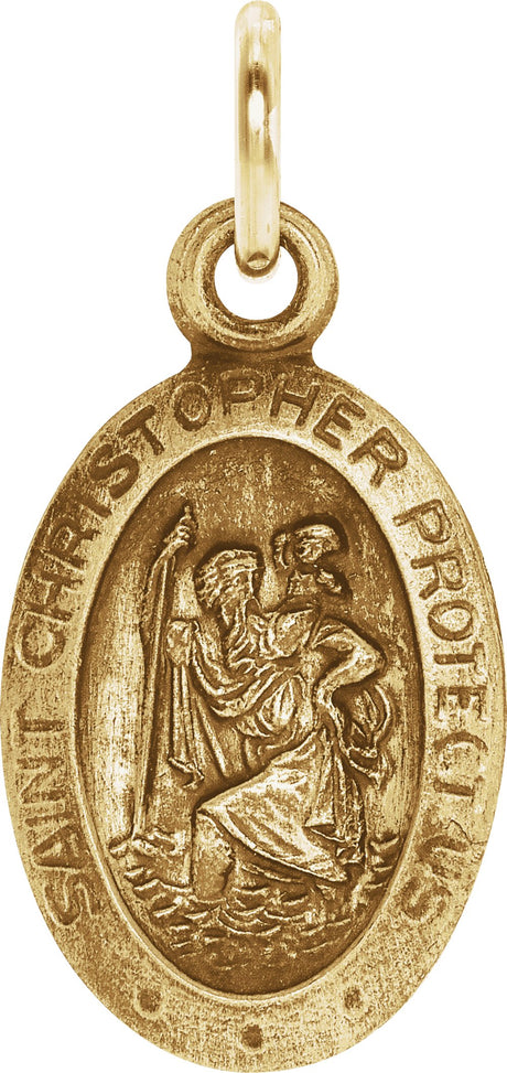 14K Yellow Gold 12x9 mm Oval St. Christopher Medal