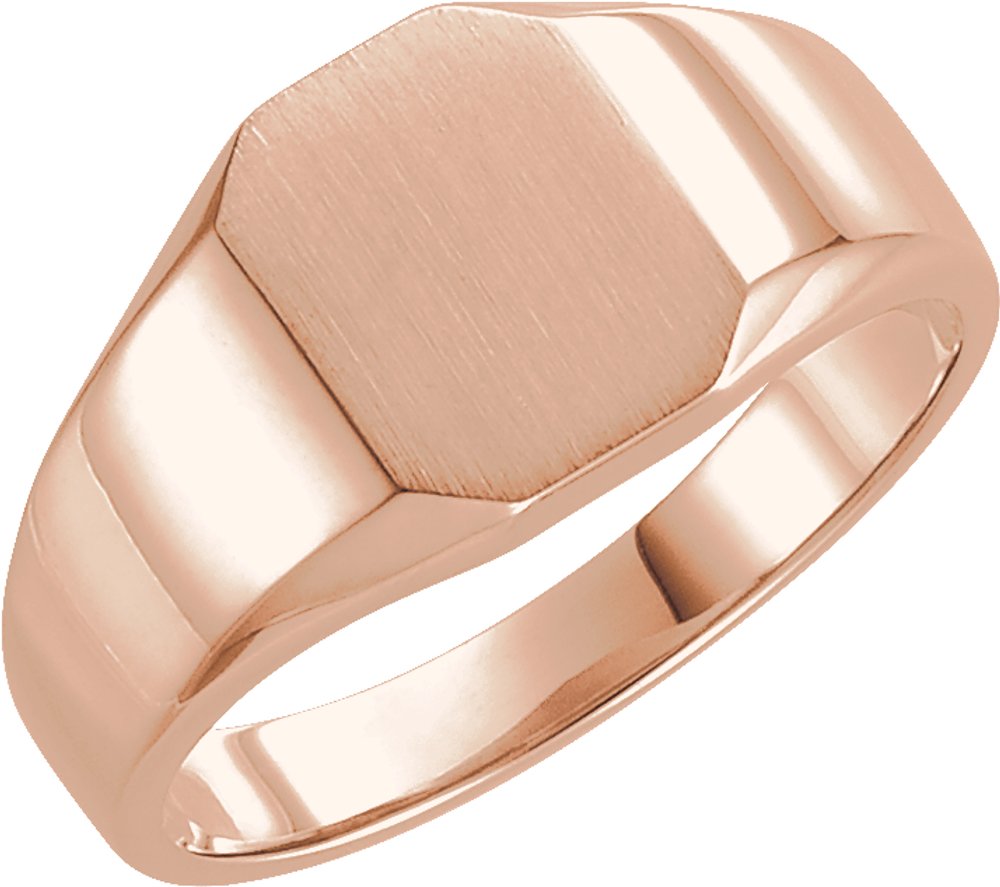 14K Rose Gold 9x7 mm Octagon Signet Ring
