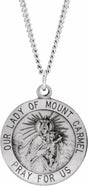 Sterling Silver 18 mm Our Lady of Mount Carmel Medal 18" Necklace