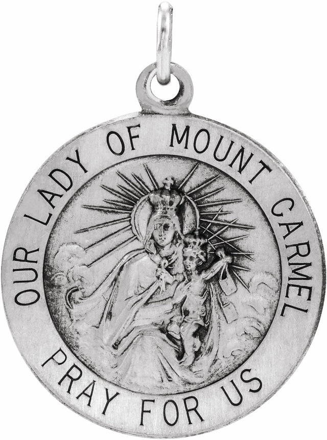 Sterling Silver 18 mm Our Lady of Mount Carmel Medal Pendant