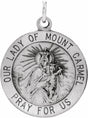 Sterling Silver 18 mm Our Lady of Mount Carmel Medal Pendant