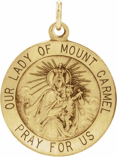 14K Yellow 15 mm Our Lady of Mount Carmel Medal Pendant