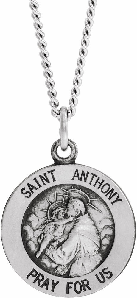 Sterling Silver 15 mm St. Anthony Medal 18" Necklace