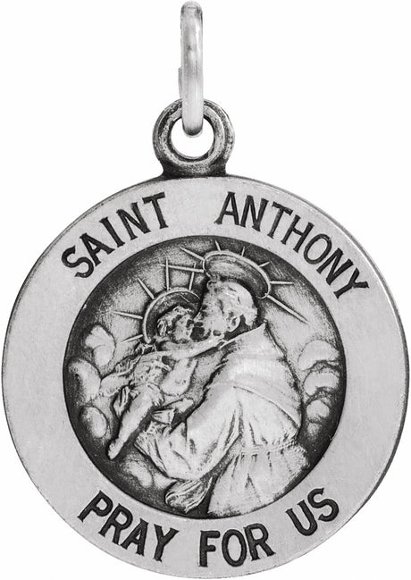 14K White 18 mm St. Anthony Medal