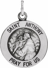 14K White Gold 18 mm St. Anthony Medal