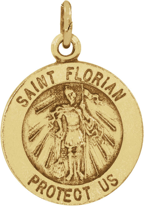 14K Yellow 15 mm Round St. Florian Medal