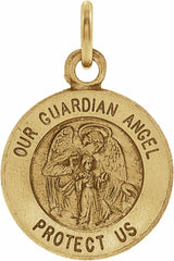 14K Yellow 12 mm Guardian Angel Medal