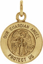 14K Yellow 12 mm Guardian Angel Medal