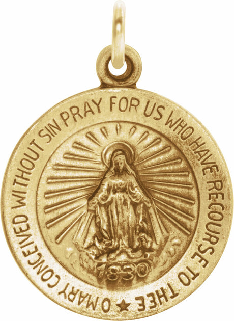 14K Yellow 15 mm Miraculous Medal