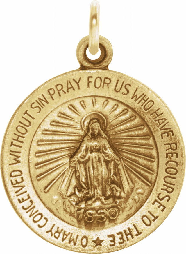 14K Yellow 15 mm Miraculous Medal