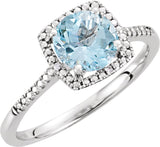 Sterling Silver Natural Sky Blue Topaz & .01 CTW Natural Diamond Ring