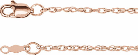 10K Rose Gold 1.5 mm Rope 16" Chain