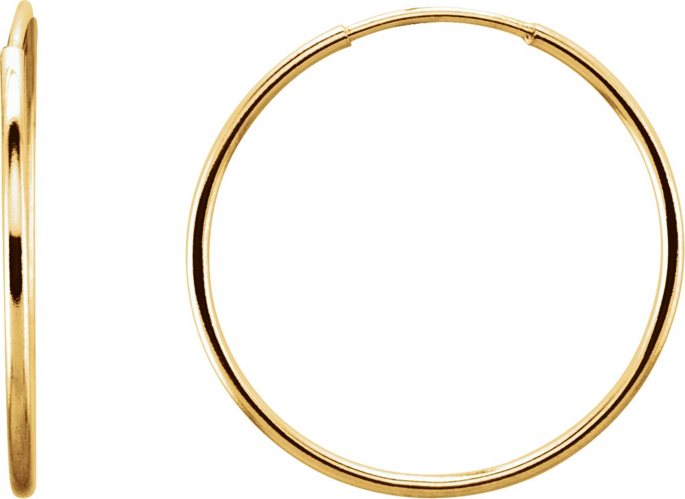 14K Yellow Gold Endless Tube 20 mm Hoop Earring