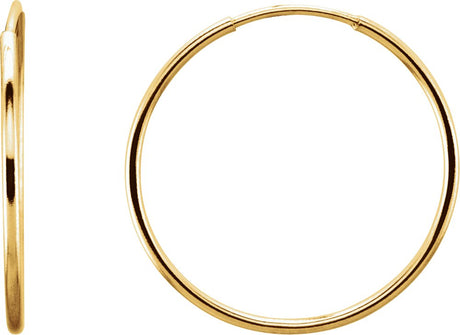 14K Yellow Gold Endless Tube 20 mm Hoop Earring