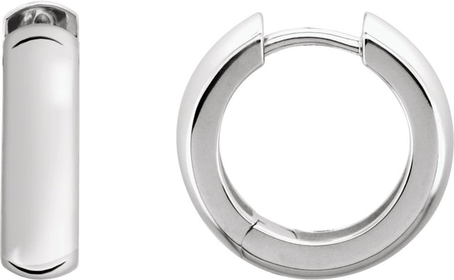 14K White 16 mm Hinged Hoop Earrings