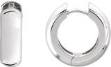 14K White 14 mm Hinged Hoop Earrings
