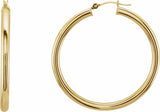14K Yellow Gold Tube 40 mm Hoop Earrings