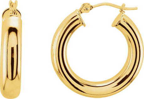 14K Yellow Gold Tube 20 mm Hoop Earrings