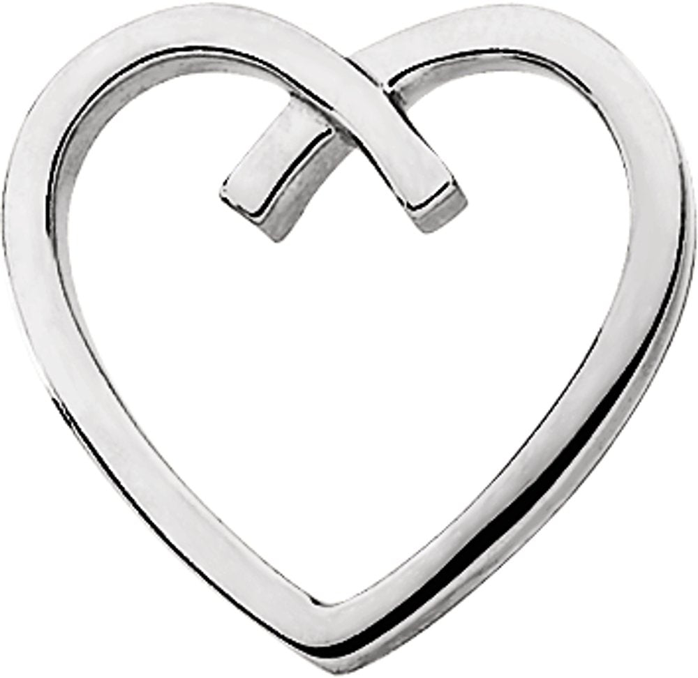 14K White Heart Slide Pendant