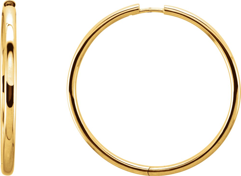 14K Yellow Gold Hinged 34 mm Hoop Earrings