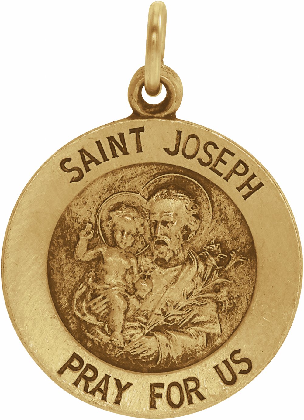 14K Yellow 15 mm Round St. Joseph Medal  