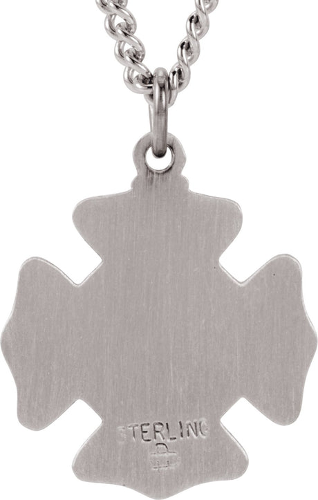 Sterling Silver 16.7x9 mm St. Florian Medal 18" Necklace