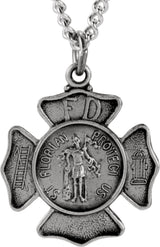 Sterling Silver 16.7x9 mm St. Florian Medal 18" Necklace