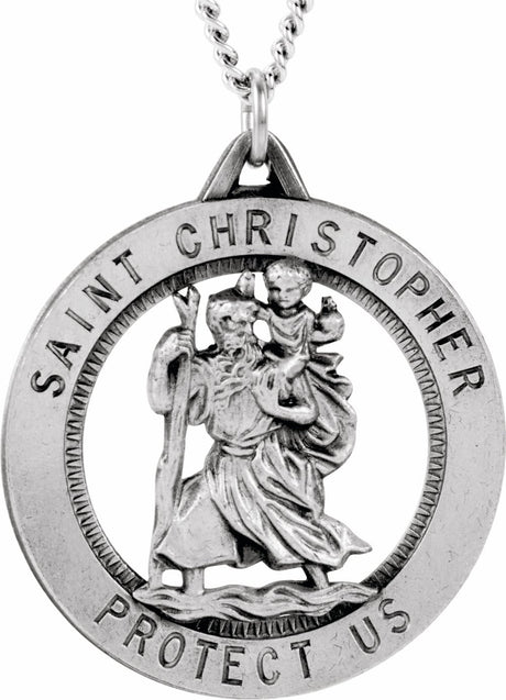 Sterling Silver 25.25 mm St. Christopher Medal 24" Necklace  