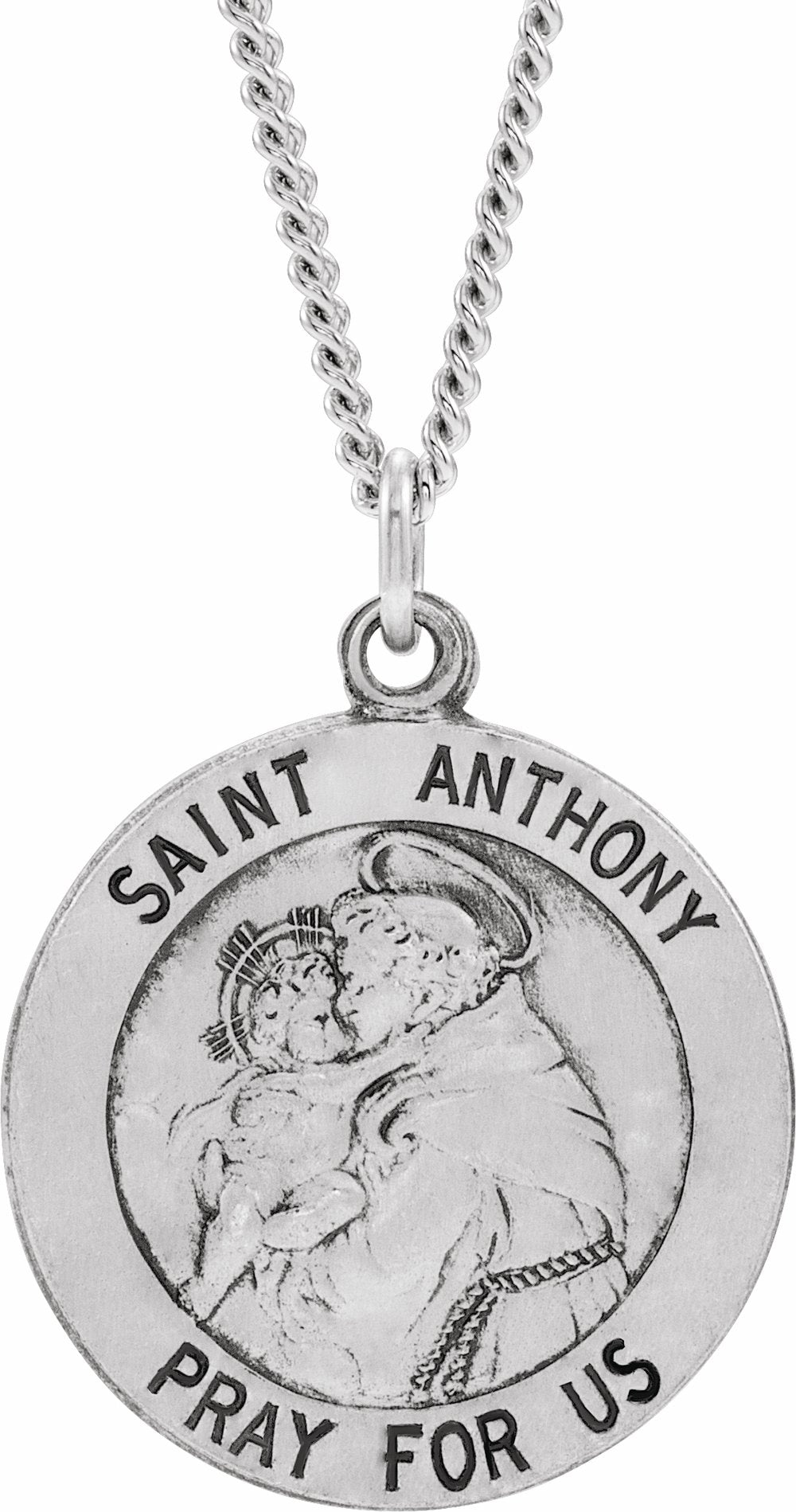 Sterling Silver 18 mm St. Anthony Medal 18" Necklace