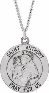 Sterling Silver 18 mm St. Anthony Medal 18" Necklace