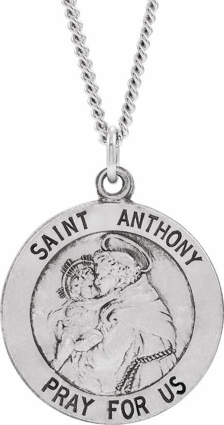 Sterling Silver 18 mm St. Anthony Medal 18" Necklace